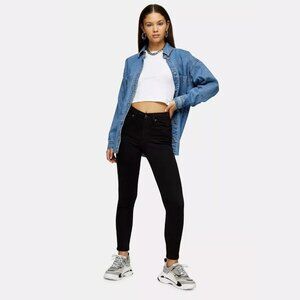 2/$30 Topshop Moto Jamie Jeans High Rise Ankle Grazer Skinny Pure Black 26 #9348